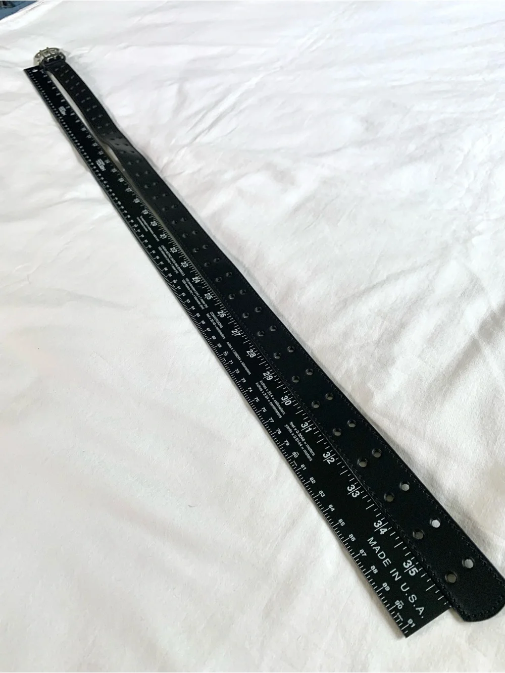 Double Prong Black Real Leather Belt. 36”